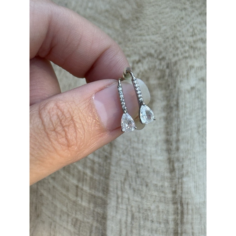 925 STERLING SILVER Dainty Pear Drop Earrings Minimalist‎ Jewelry